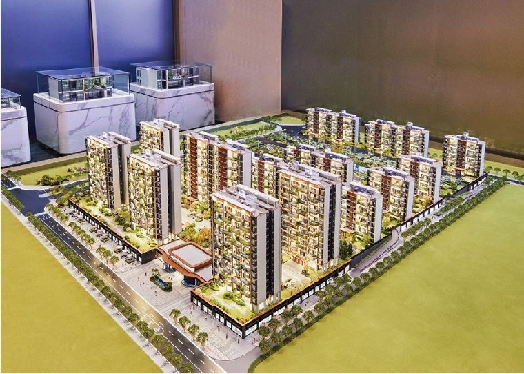 Model of a multi-building residential district on a green field