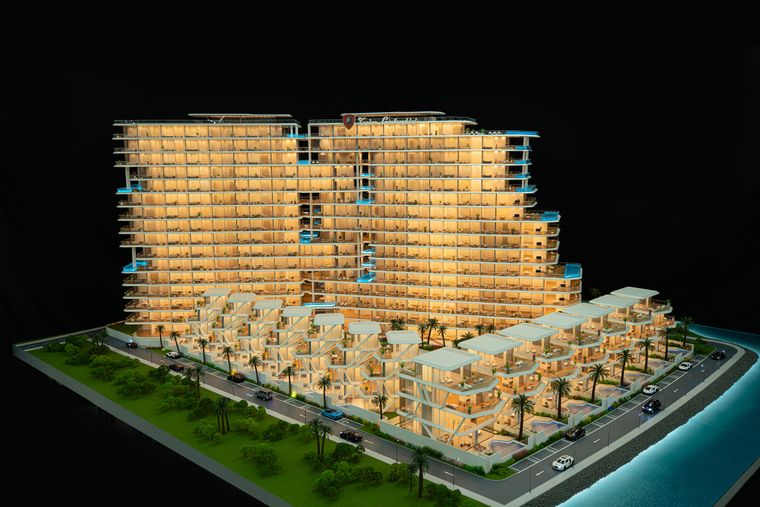 Aerial view of a large residential compound with low service buildings