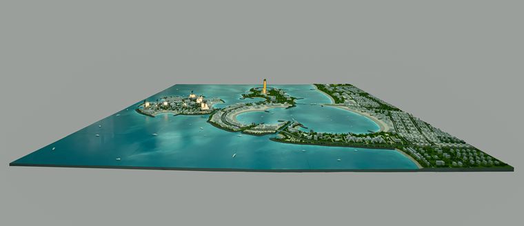 Coastal master plan of an artificial island and its facilities
