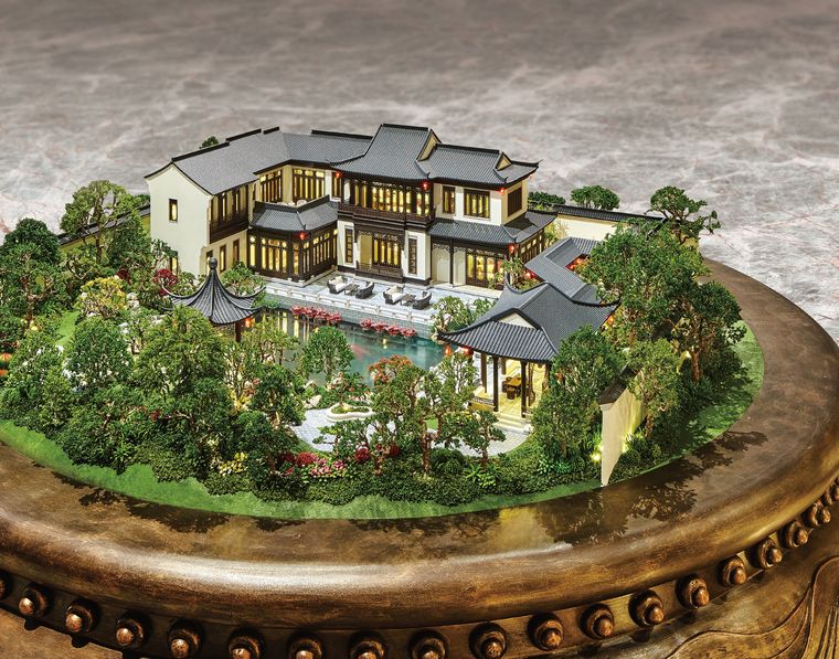 Villa in a traditional Chinese style with a courtyard and garden